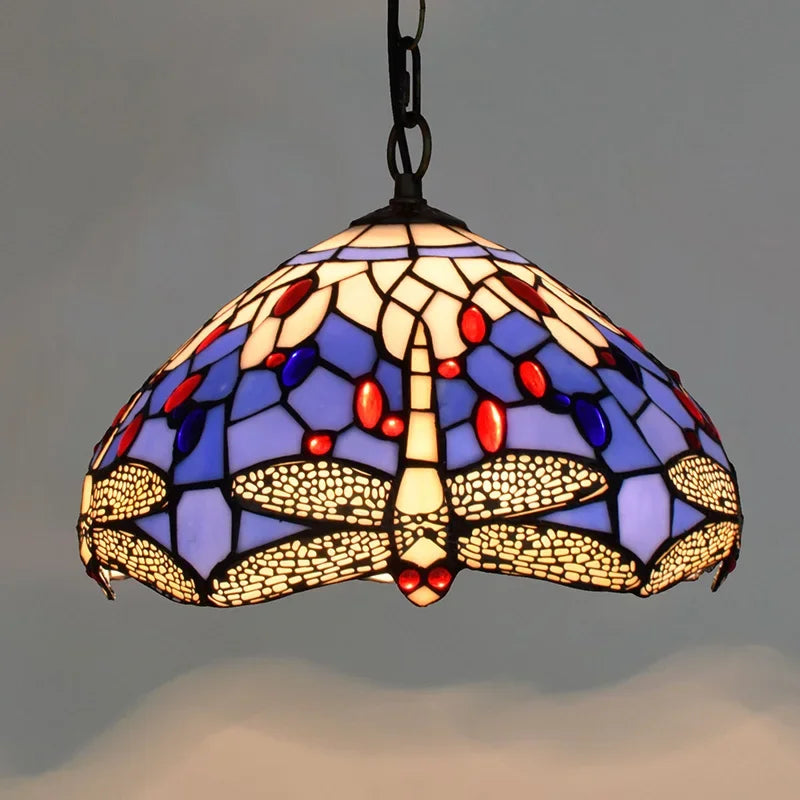 Lustre en verre coloré Tiffany rétro européen - vue 15 sur 29