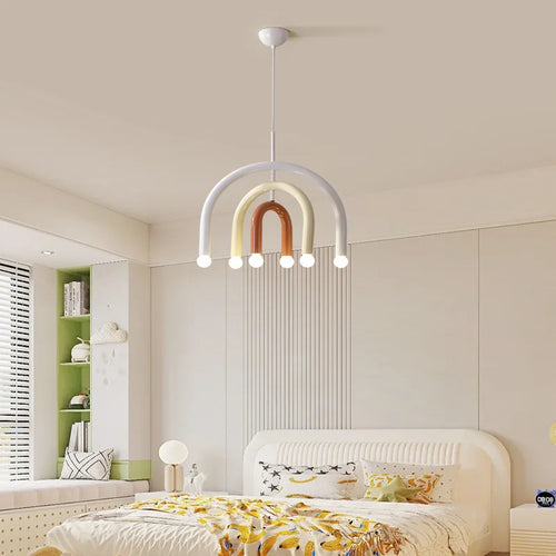 Creative Colorful Rainbow Pendant Lamps Iron E14 LED Bedroom Hanging Light Art Design Girl Kids Room Chandelier Lighting Indoor - vue 2 sur 8
