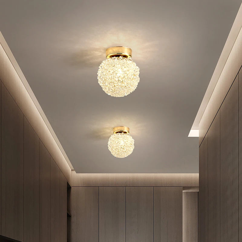 suspension moderne en cristal avec cordon réglable en métal doré - vue 3 sur 12