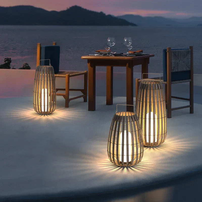 Outdoor Home Garden Solar lights, Rattan IP65 Waterproof Street Lamp Villa Courtyard Landscape Lawn Light For Garden Patio Fence - vue 4 sur 13