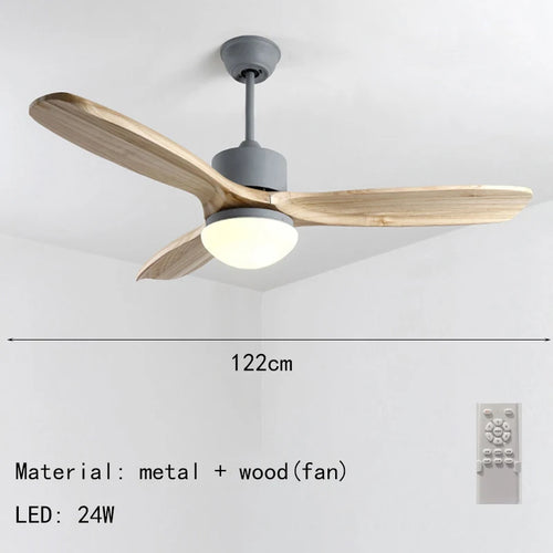 ventilateur de plafond nordique à lumière télécommandée en bois et métal - vue 12 sur 12
