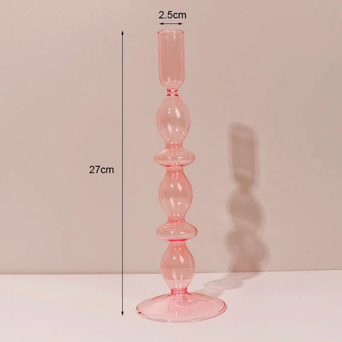 bougeoir en verre décoratif à rayures coniques pour événements festifs - vue 26 sur 30