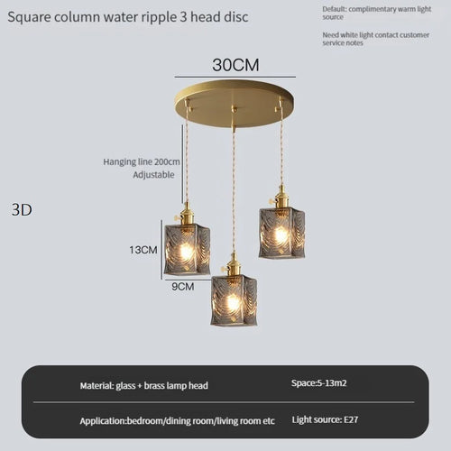 suspension vintage avec interrupteur et abat-jour en verre cristal - vue 9 sur 22