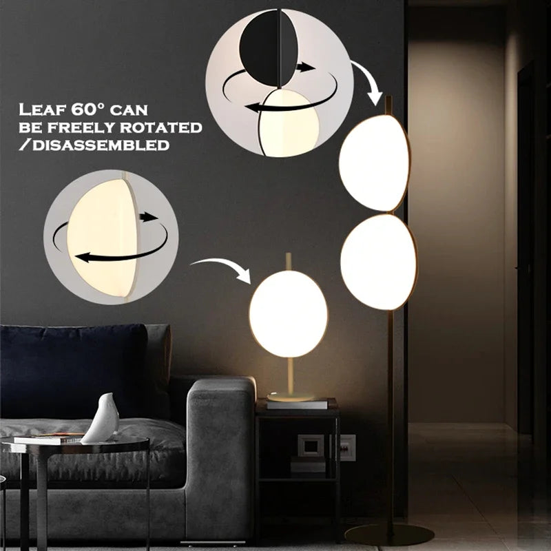 lampadaire led design nordique à lames rotatives pour décoration - vue 5 sur 8