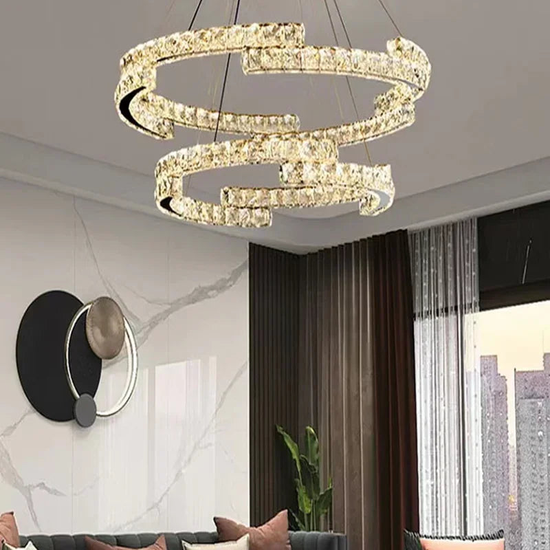 lustre moderne à led en cristal design élégant pour intérieur - vue 2 sur 13