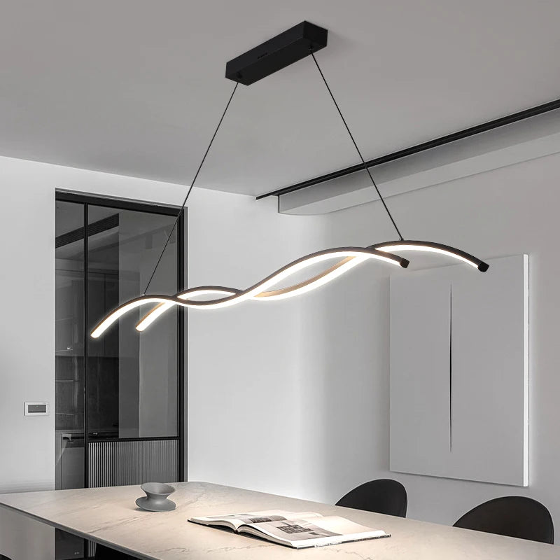 Modern minimalist dining room LED chandelier, living room, study room, bedroom, bar, interior decoration lighting chandelier - vue 3 sur 11