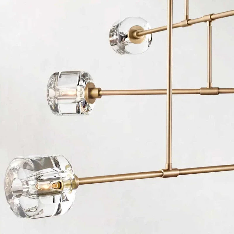 lustre en cristal de style américain en cuivre moderne - vue 4 sur 10