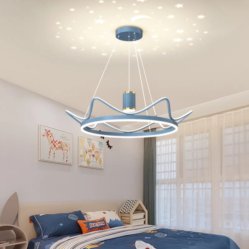 lustre moderne avec projection ciel étoilé pour chambre enfant - vue 4 sur 14