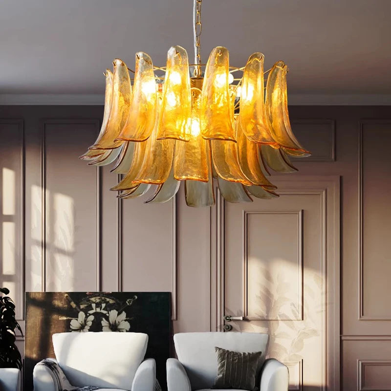 AiPaiTe lustre en verre LED scandinave pour salon salle à manger chambre lustre en verre ambre vintage américain - vue 3 sur 14