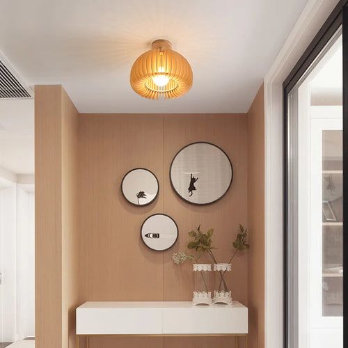 plafonnier led en bois massif design minimaliste moderne - vue 5 sur 8