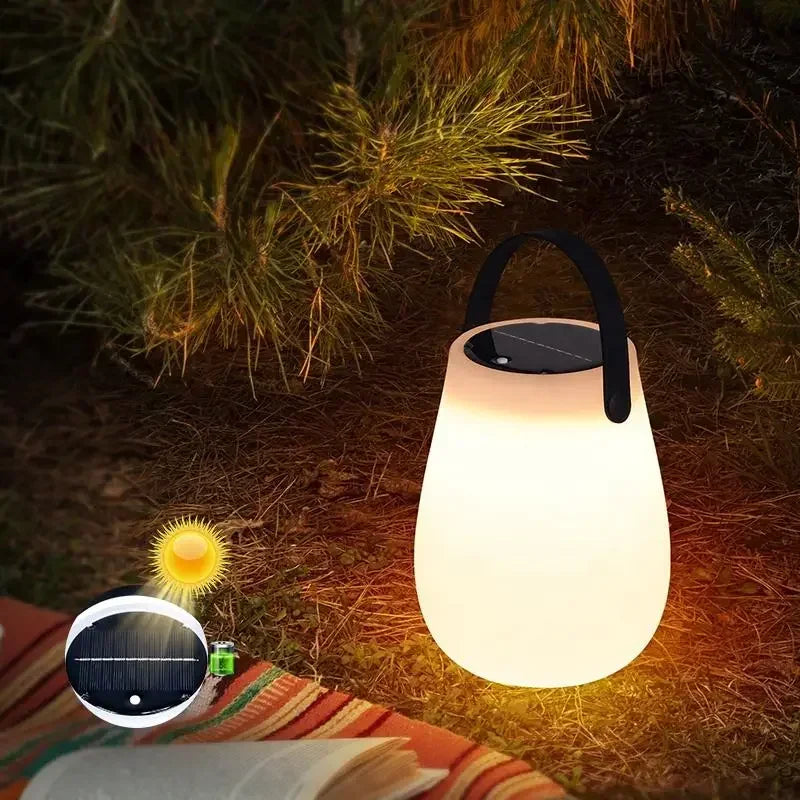 lampe de camping solaire rechargeable avec poignée en silicone - vue 4 sur 9