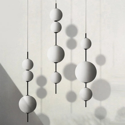 Modern minimalist restaurant chandelier, living room decoration Nordic white glass kitchen island, bedroom lighting chandelier - vue 3 sur 9