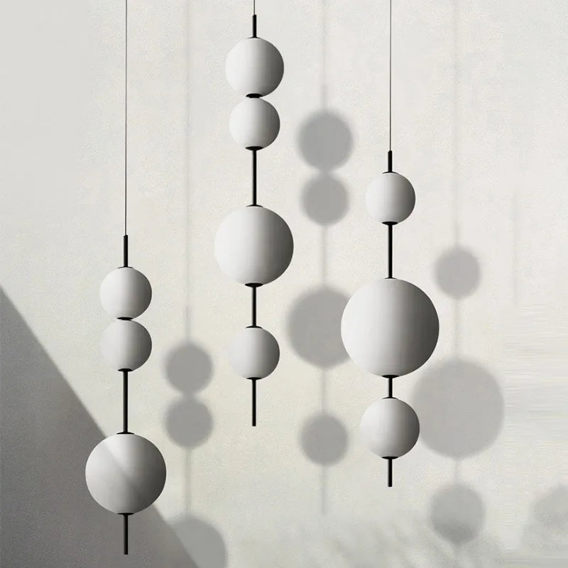 Modern minimalist restaurant chandelier, living room decoration Nordic white glass kitchen island, bedroom lighting chandelier - vue 2 sur 9