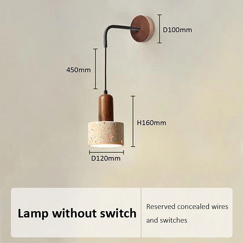 applique murale led wabi sabi style chaud pierre naturelle