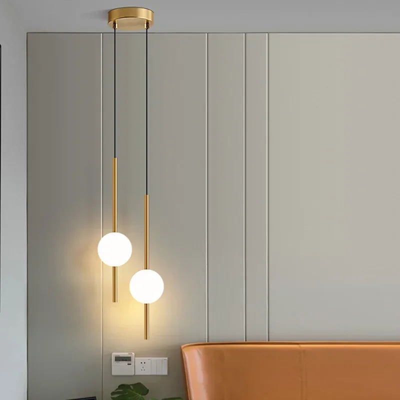 Nordique Simple boule de verre suspension lumières salle à manger chambre décor lampe suspendue Restaurant Bar Suspension lustres éclairage - vue 5 sur 10