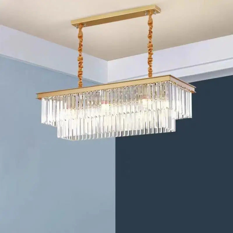 lustre led en métal style rétro américain avec chaîne et cristal - vue 6 sur 26