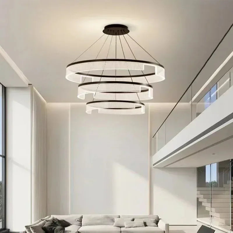Lustre LED anneaux suspendu au design nordique moderne - vue 2 sur 21