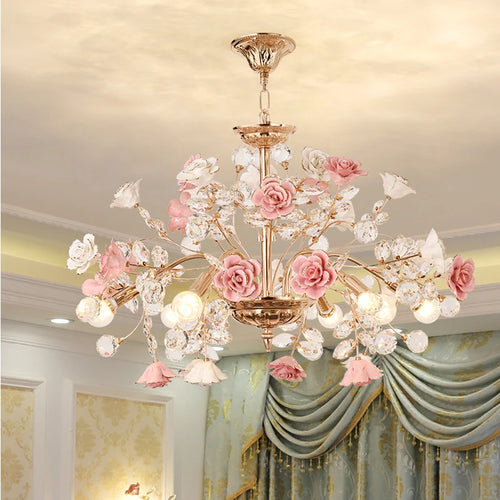 lustre en cristal céramique porcelaine lampe LED pour intérieur - vue 4 sur 9