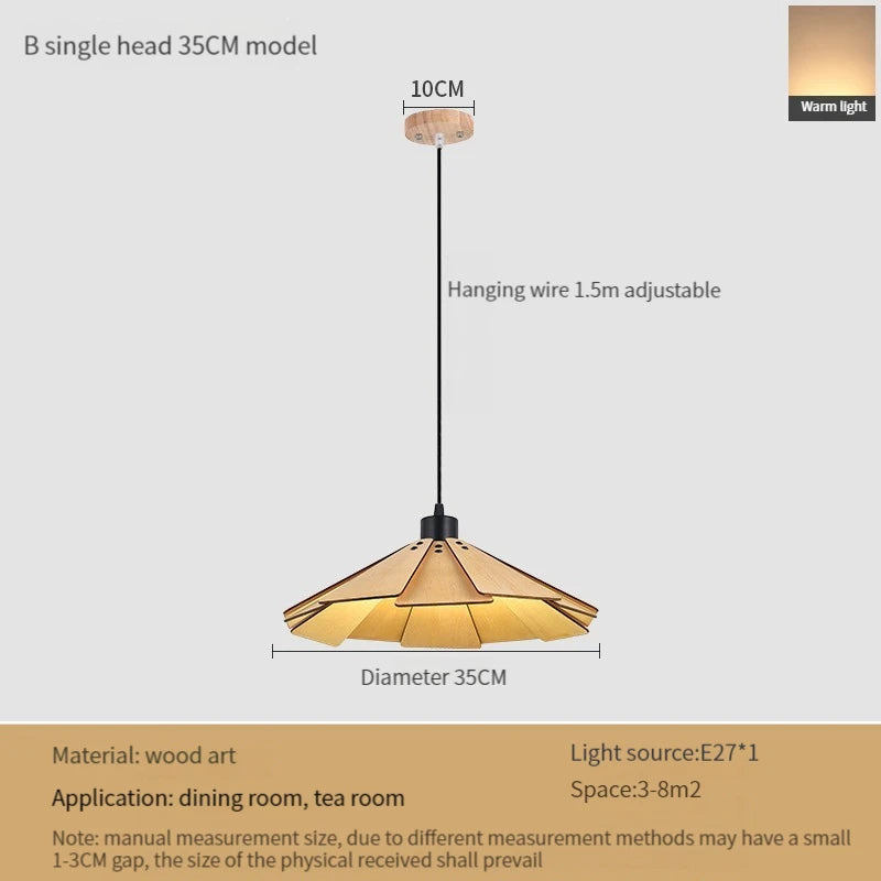suspension en bois rétractable à bascule luminaire décoratif d'intérieur - vue 13 sur 18