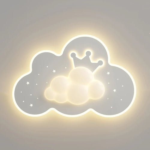 lustre créatif en forme de couronne et nuage pour enfants - vue 6 sur 8