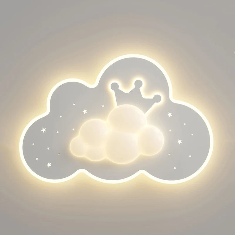 lustre créatif en forme de couronne et nuage pour enfants - vue 5 sur 8