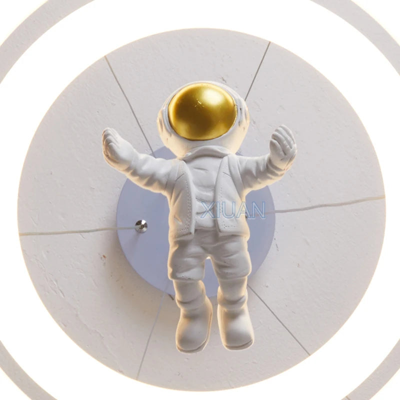 Creative Children's Room Pendant Lamps 360 Degree Lighting Annular Sconces Unicorn Astronaut Bedroom Hanging Light Pink Blue - vue 6 sur 9