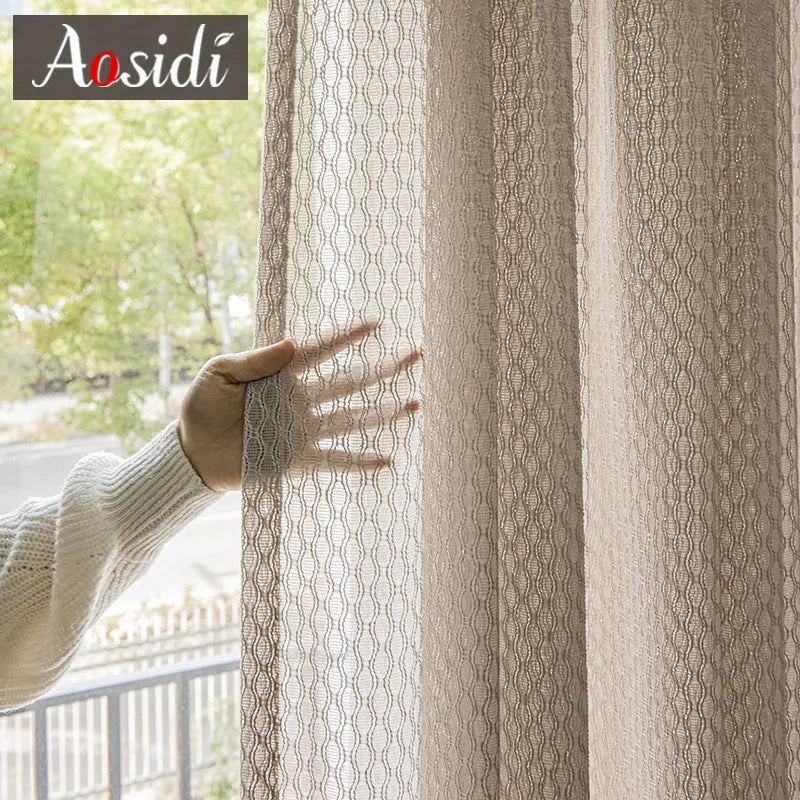 Voilage tulle moderne rayé pour salon chambre fenetre - vue 2 sur 9