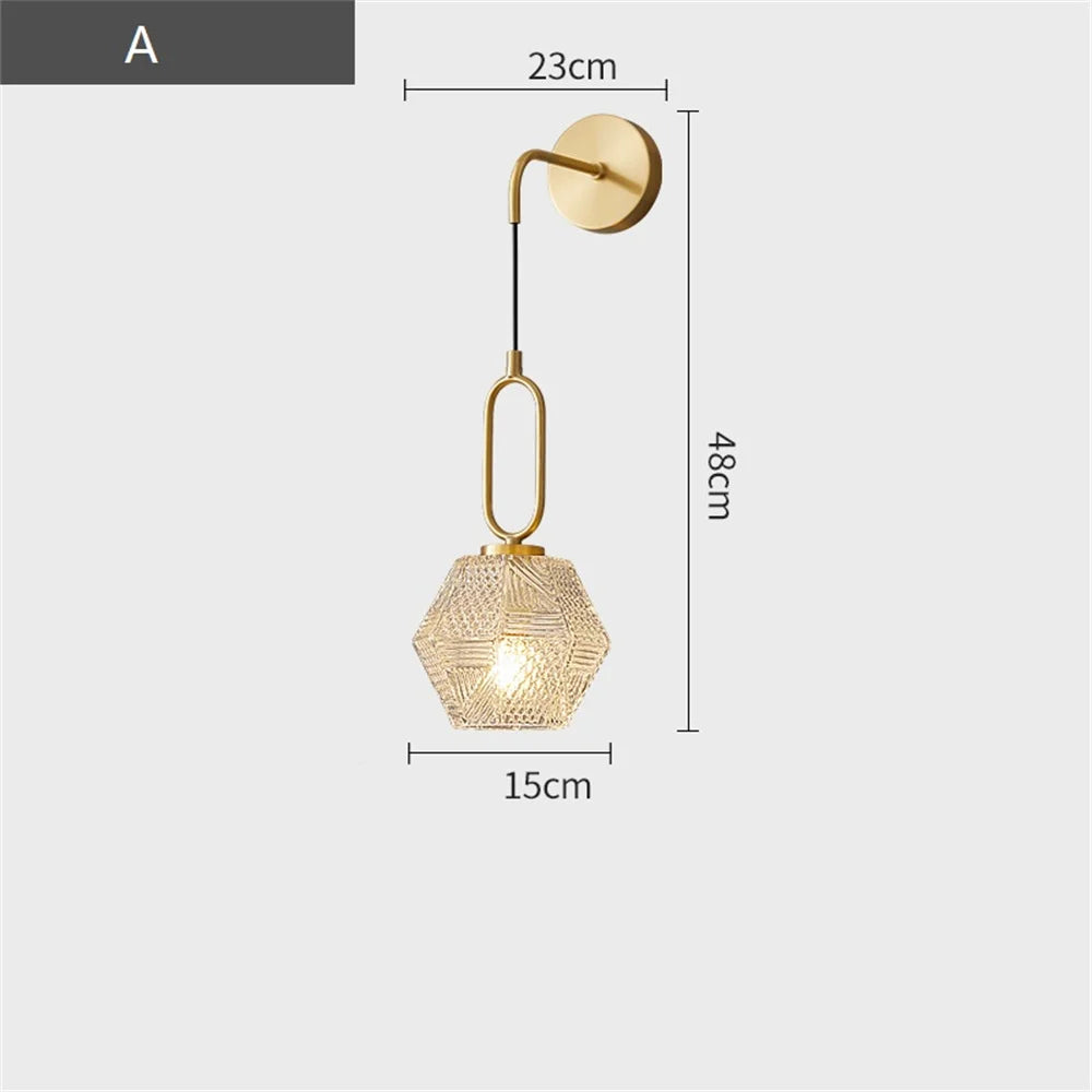 applique murale led en cuivre et verre style nordique moderne - vue 11 sur 12