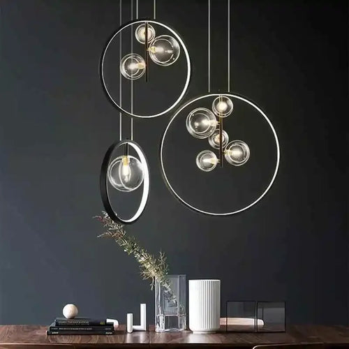 suspension moderne en verre à bulles pour restaurant et décoration intérieure - vue 2 sur 9