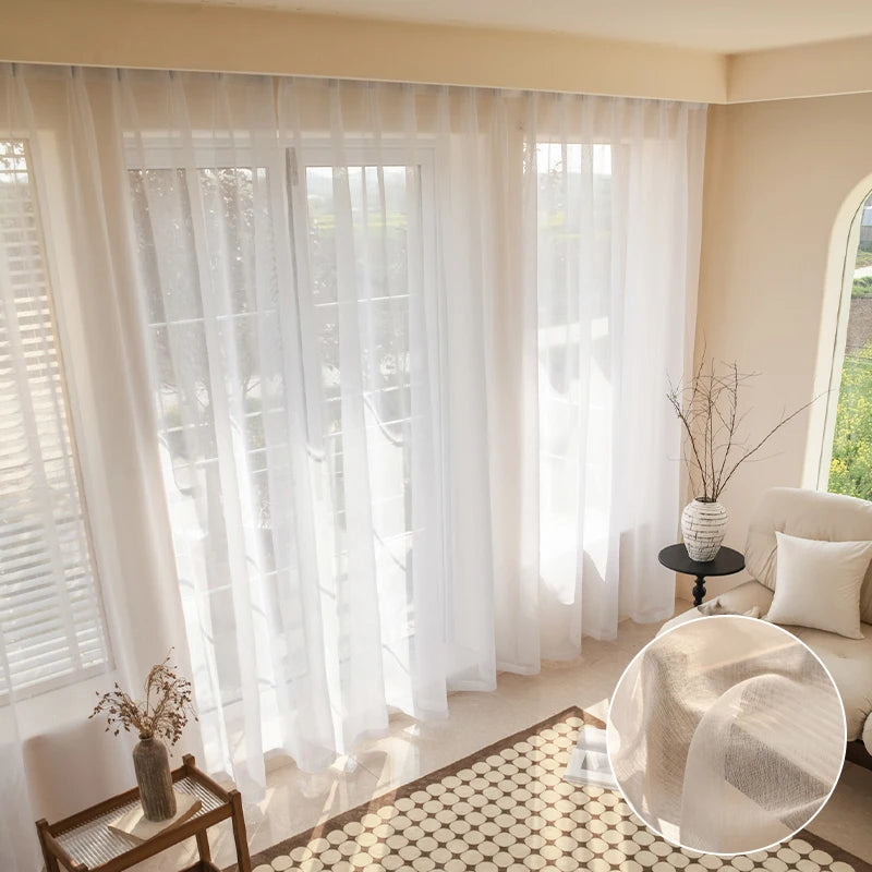 Voilage tulle léger moderne pour fenêtre salon chambre - vue 1 sur 7