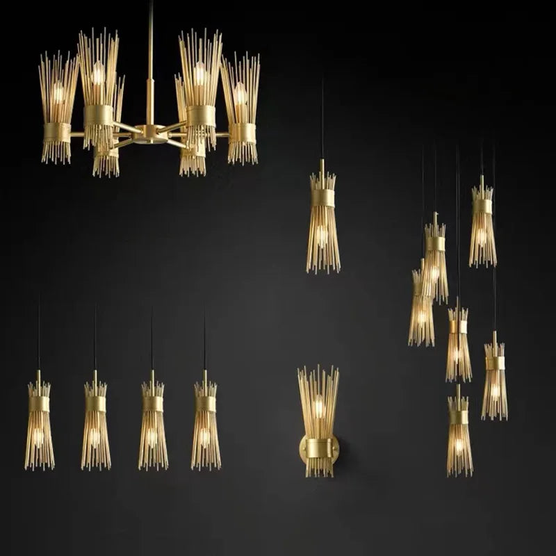 lustre en cuivre plein led décoratif pour maison créatif - vue 5 sur 16