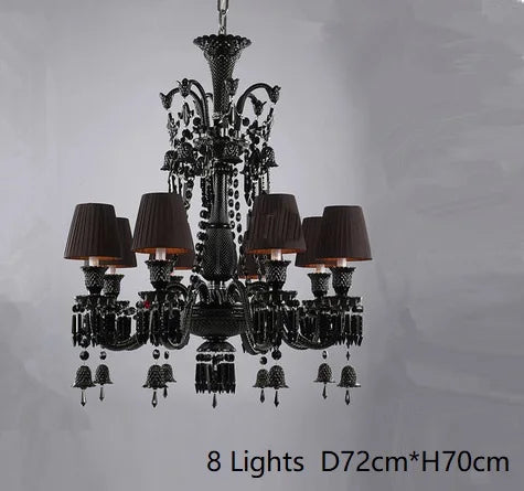 lustre en cristal noir européen avec lampe à bougie à led - vue 12 sur 16