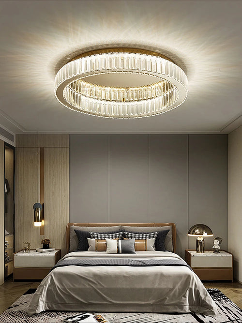 lustre en or et argent avec led dimmable rond - vue 6 sur 11