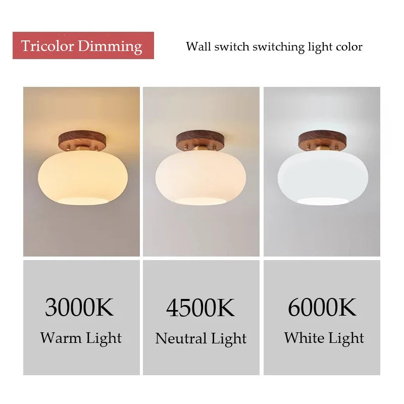 Walnut Wood ceiling light, Wabi-sabi Modern style, Aisle lighting for Bedroom, Living, Corridor, Aisle balcony, Entrance Hall - vue 2 sur 7