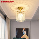 plafonnier led en cristal doré pour décoration intérieure