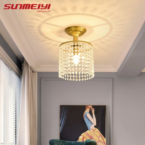 plafonnier led en cristal doré pour décoration intérieure - vue 7 sur 7