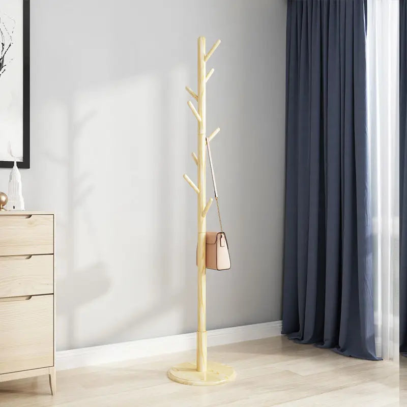 porte-manteau vertical en bois massif pour vêtements et accessoires - vue 6 sur 14