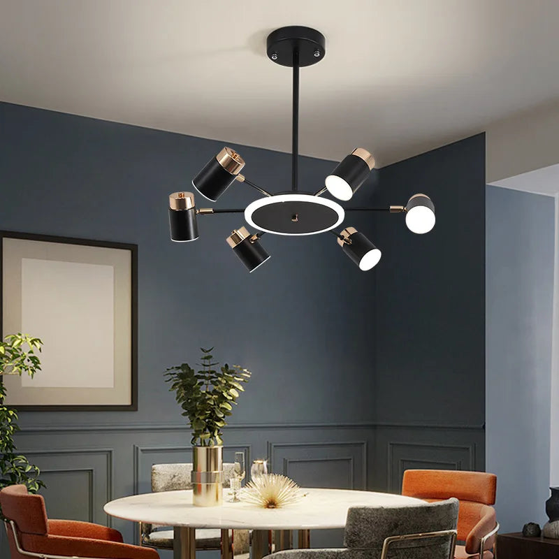 lustre led rotatif en métal avec 3 gradations suspendues - vue 4 sur 11
