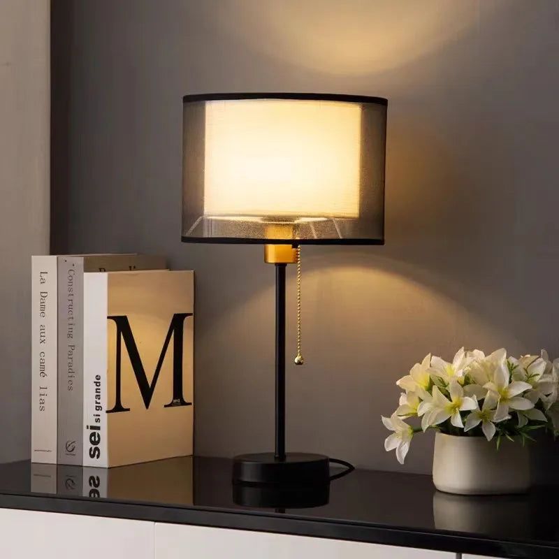 lampe de table en tissu vintage nordique design luxe - vue 2 sur 10
