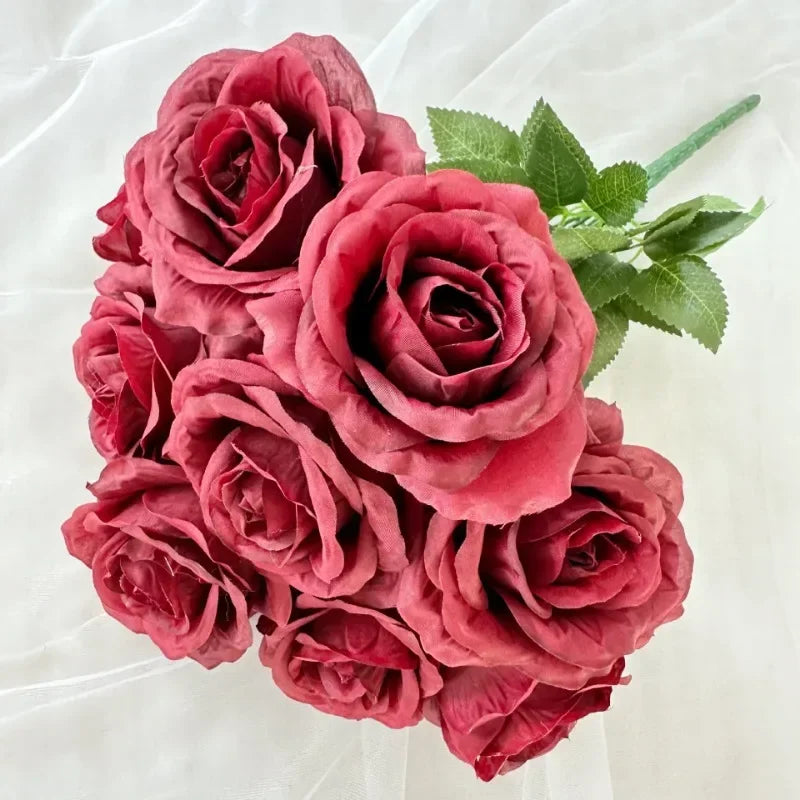 bouquet de roses artificielles en soie pour décoration intérieure - vue 9 sur 28