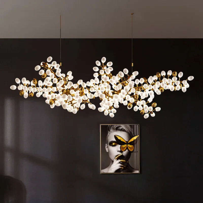 Lustre en verre blanc de luxe postmoderne - vue 4 sur 6