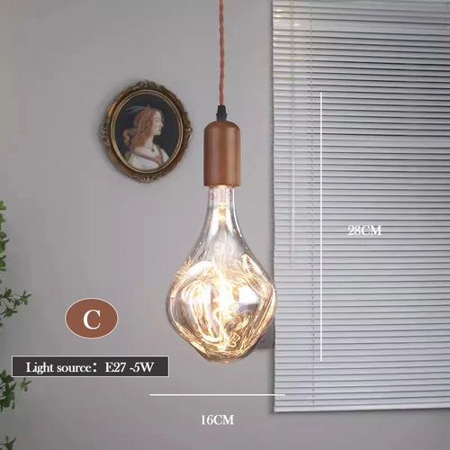 lustre en verre d'art rétro en bois massif créatif pour décoration intérieure - vue 20 sur 25
