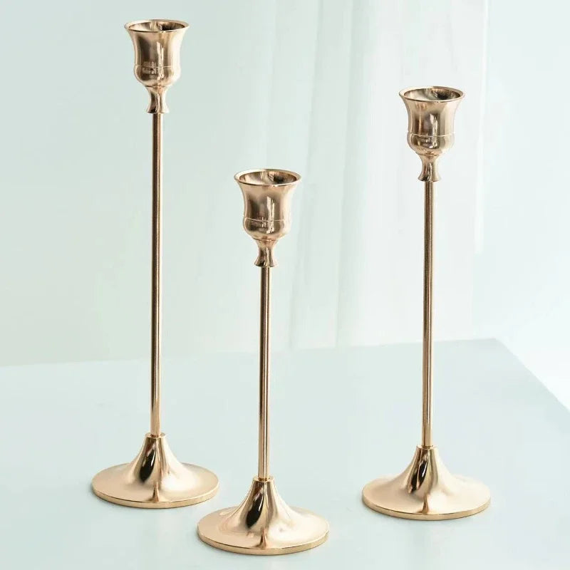 kit de bougeoirs décoratifs en laiton doré pour mariage et dîner - vue 11 sur 18