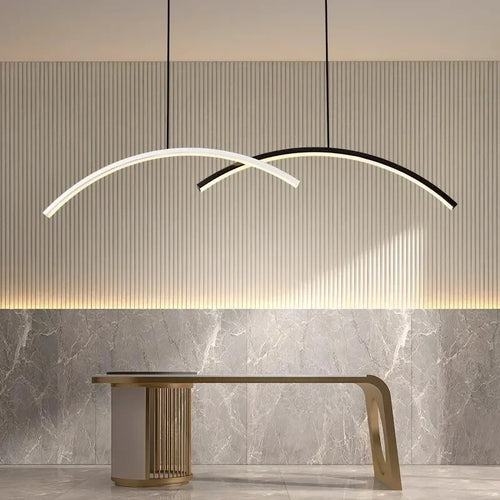 lustre moderne à leds avec télécommande et ligne simple - vue 3 sur 8