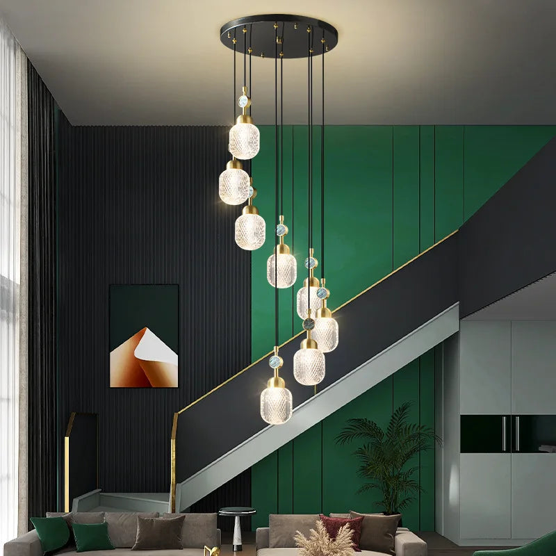 suspension moderne réglable en or pour intérieur avec acrylique unique - vue 8 sur 8