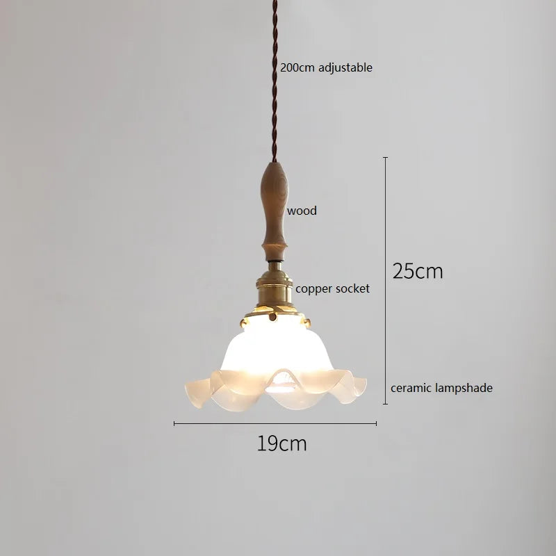 Suspension style japonais en céramique et bois de frêne vintage - vue 16 sur 29