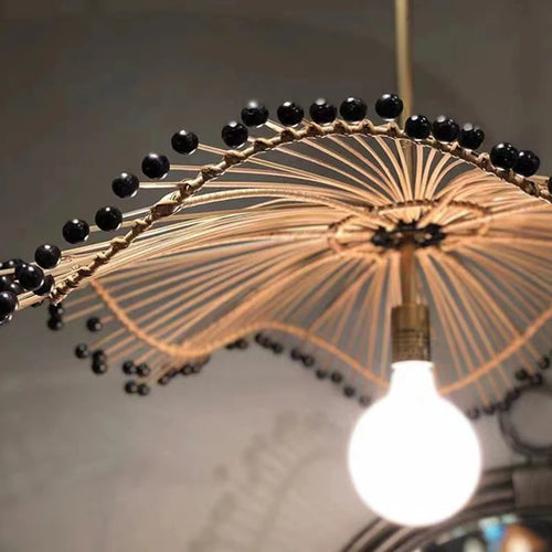lustre art déco en corde de chanvre pour boutiques et restaurants - vue 4 sur 7