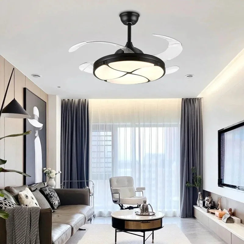plafonnier moderne silencieux avec lumière intégrée et ventilateur - vue 3 sur 12