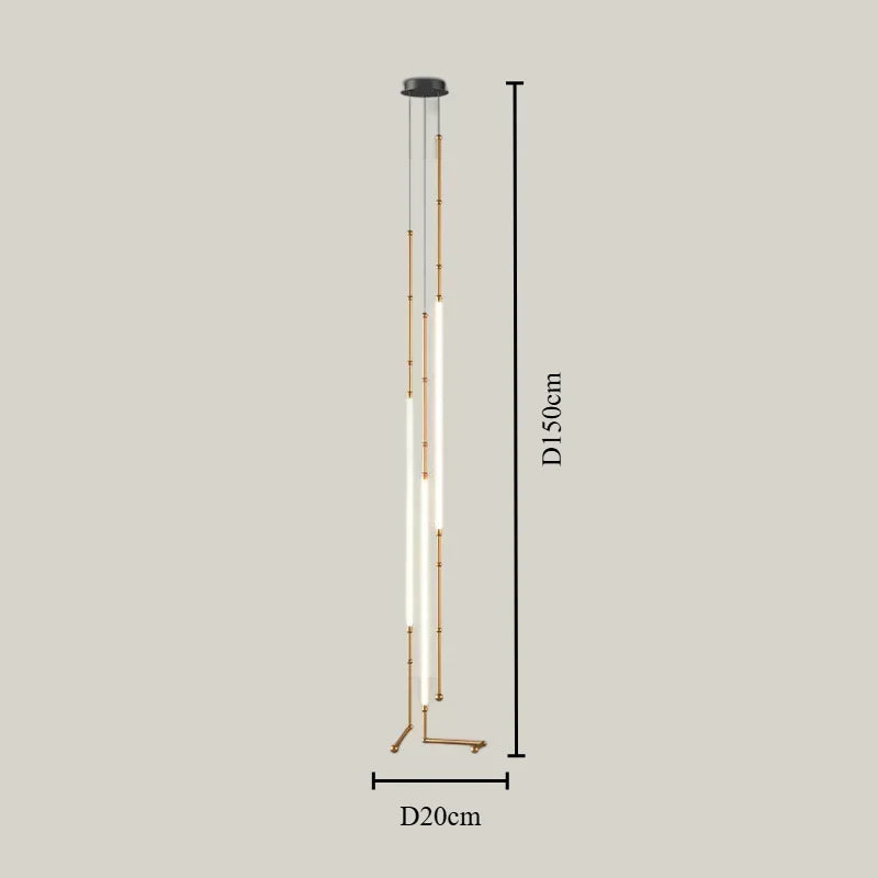 lustre moderne en bambou fer et silicone avec lumières led - vue 8 sur 17