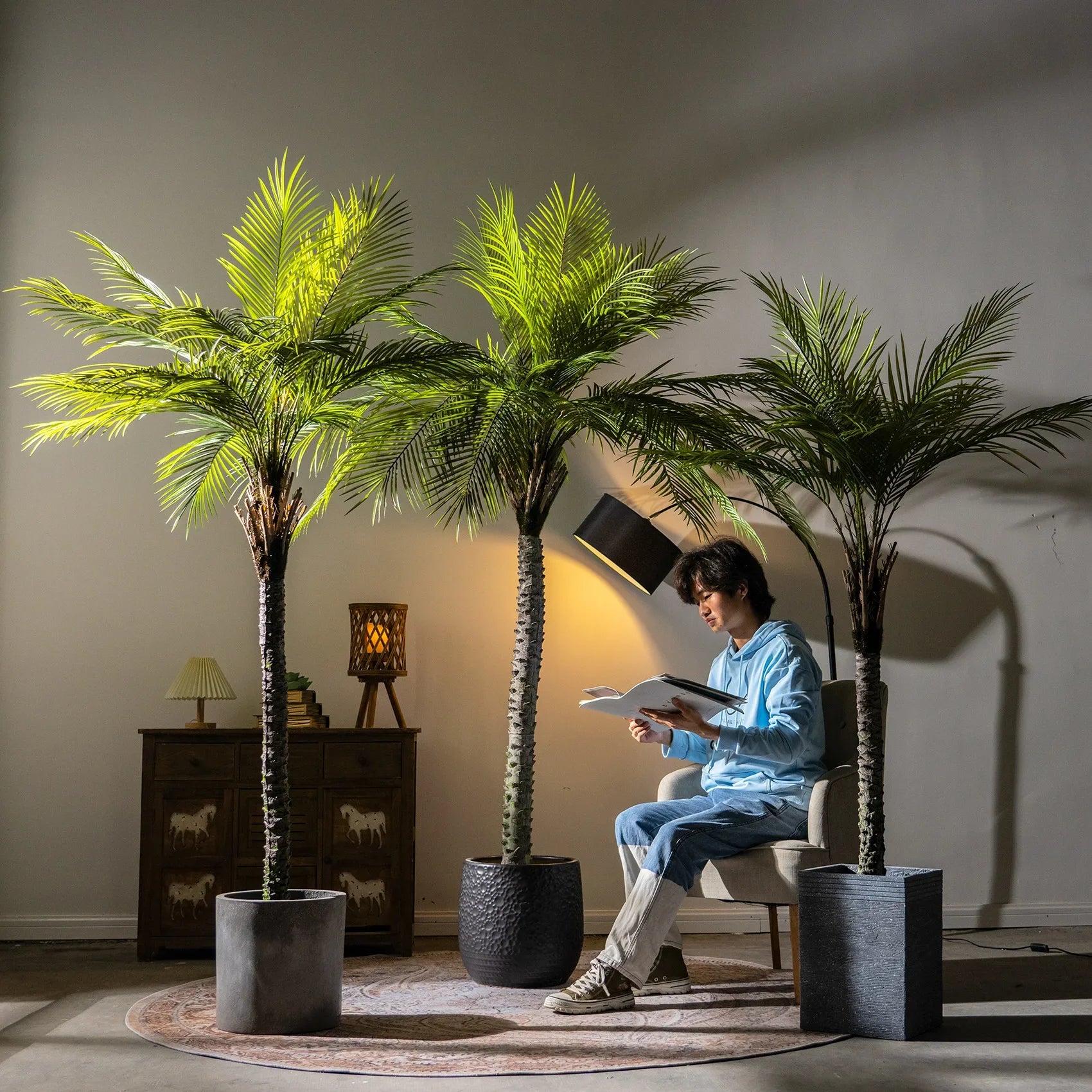 cocotier artificiel grande plante verte pour décoration intérieure - vue 2 sur 10